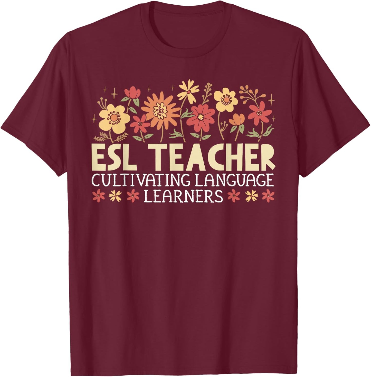 ESL Teacher English Second Language Virtual Online Class T-Shirt - T-Shirt | Maroon