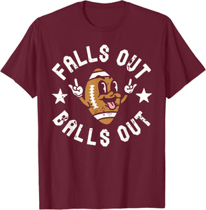 Retro Falls Out Balls Out Football Vintage Thanksgiving Gift T-Shirt - T-Shirt | Maroon