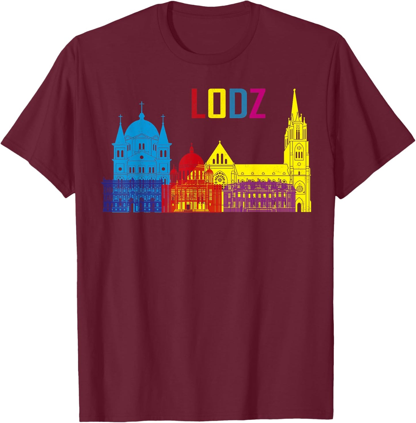 Travel Europe Poland Lodz Polska Polish Vacation Souvenir T-Shirt - T-Shirt | Maroon