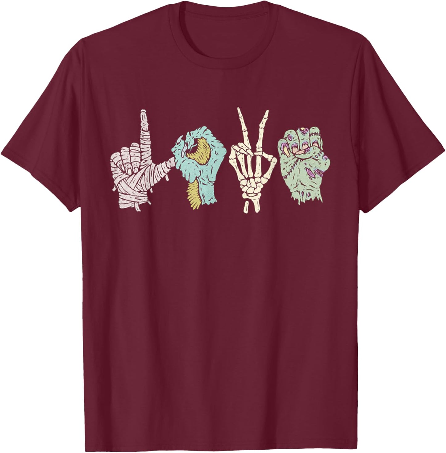 Monster Love Sign Language T-Shirt - T-Shirt | Maroon