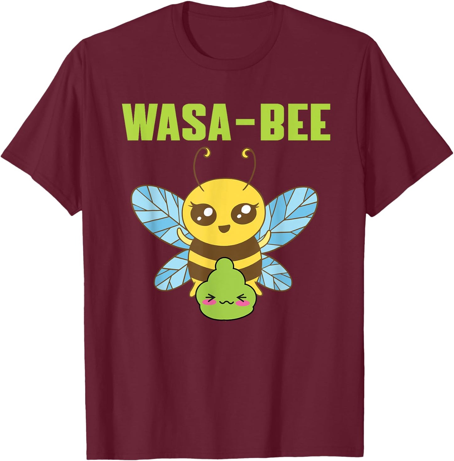 Cute Wasabi Bee Pun Costume Love Spicy Food Japan T-Shirt - T-Shirt | Maroon