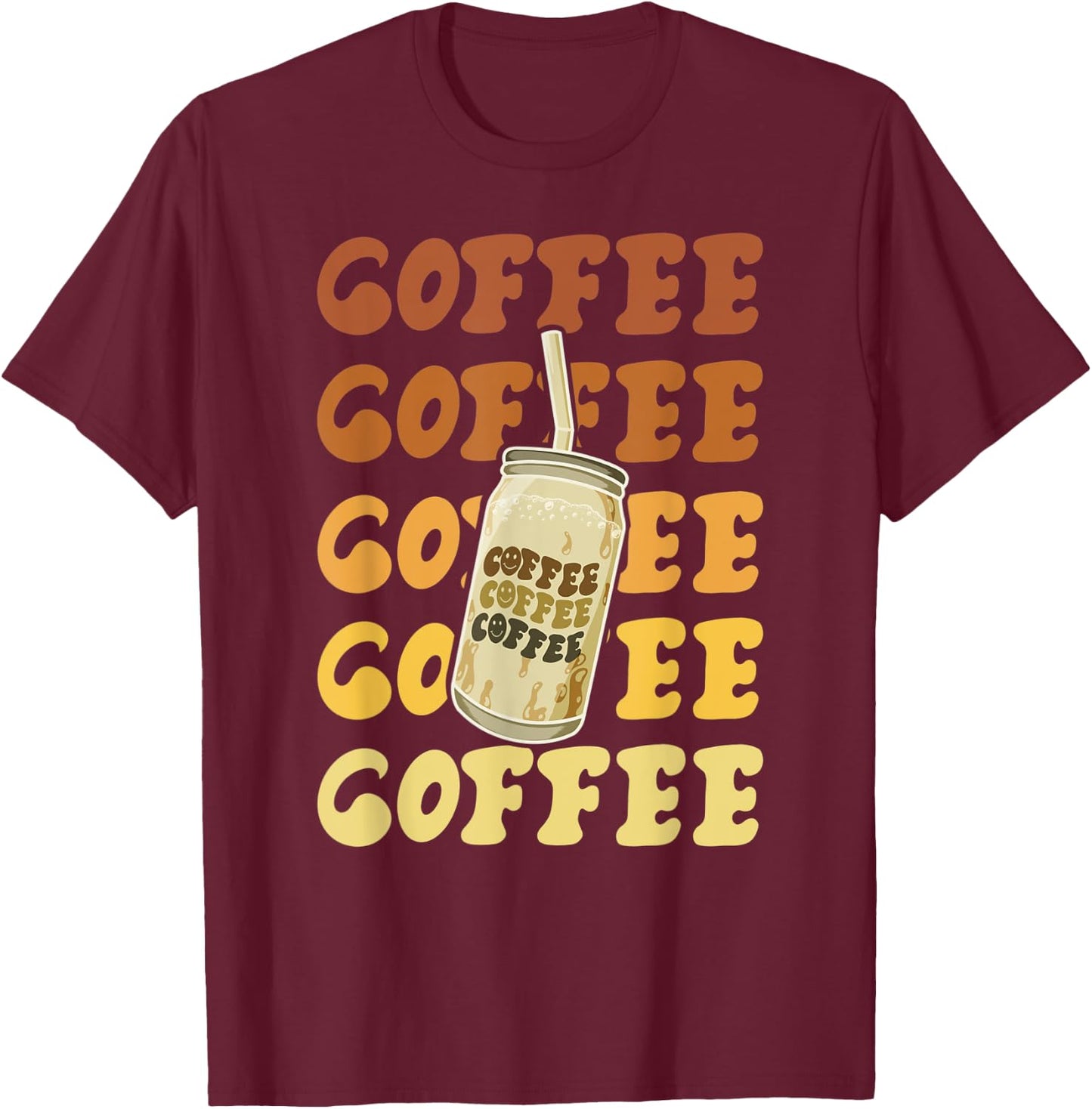 Vintage Cute Coffee Lover and Baristas Big Jar Coffee Lovers T-Shirt - T-Shirt | Maroon