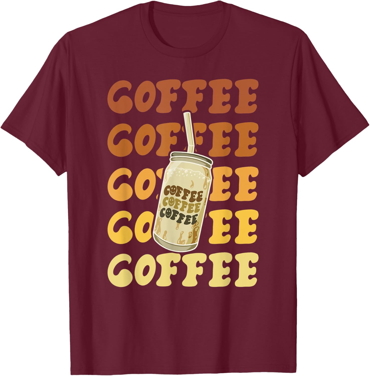 Vintage Cute Coffee Lover and Baristas Big Jar Coffee Lovers T-Shirt - T-Shirt | Maroon