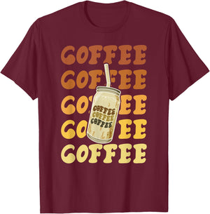 Vintage Cute Coffee Lover and Baristas Big Jar Coffee Lovers T-Shirt - T-Shirt | Maroon