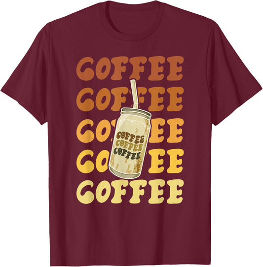 Vintage Cute Coffee Lover and Baristas Big Jar Coffee Lovers T-Shirt - T-Shirt | Maroon