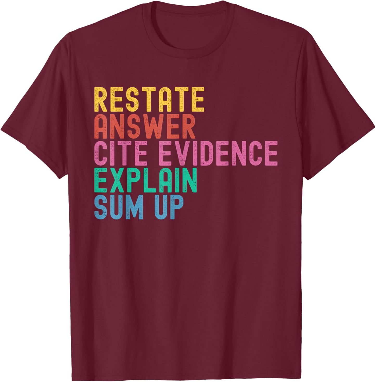 Races Writing Strategy Funny Text Evidence English Teacher T-Shirt - T-Shirt | Maroon