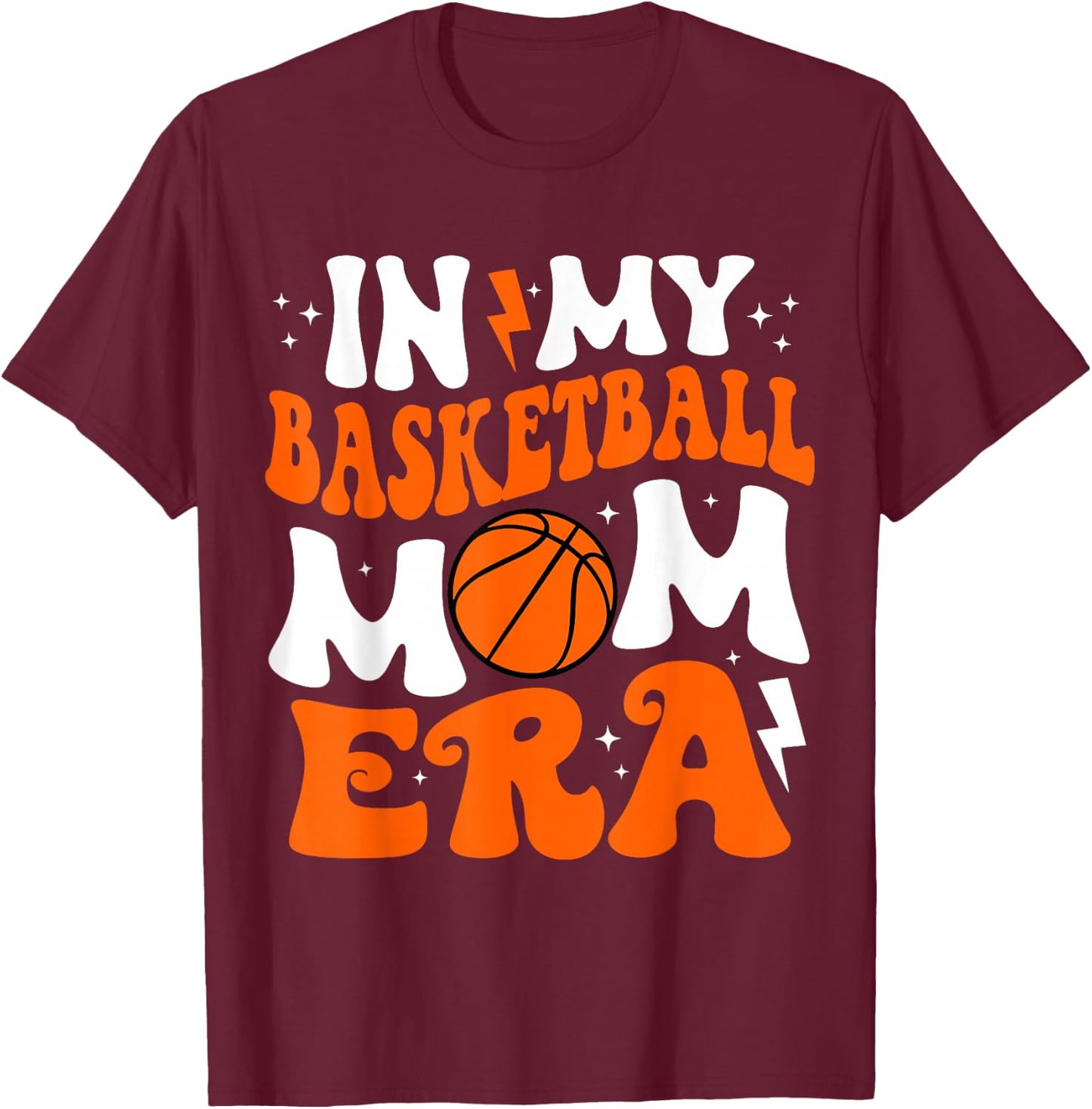 In My Basketball Mom Era Cute Groovy Basketball T-Shirt - T-Shirt | Maroon