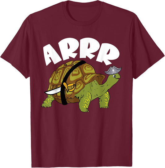 Arrr Pirate Tortoise Turtle Reptile Kids T-Shirt - T-Shirt | Maroon