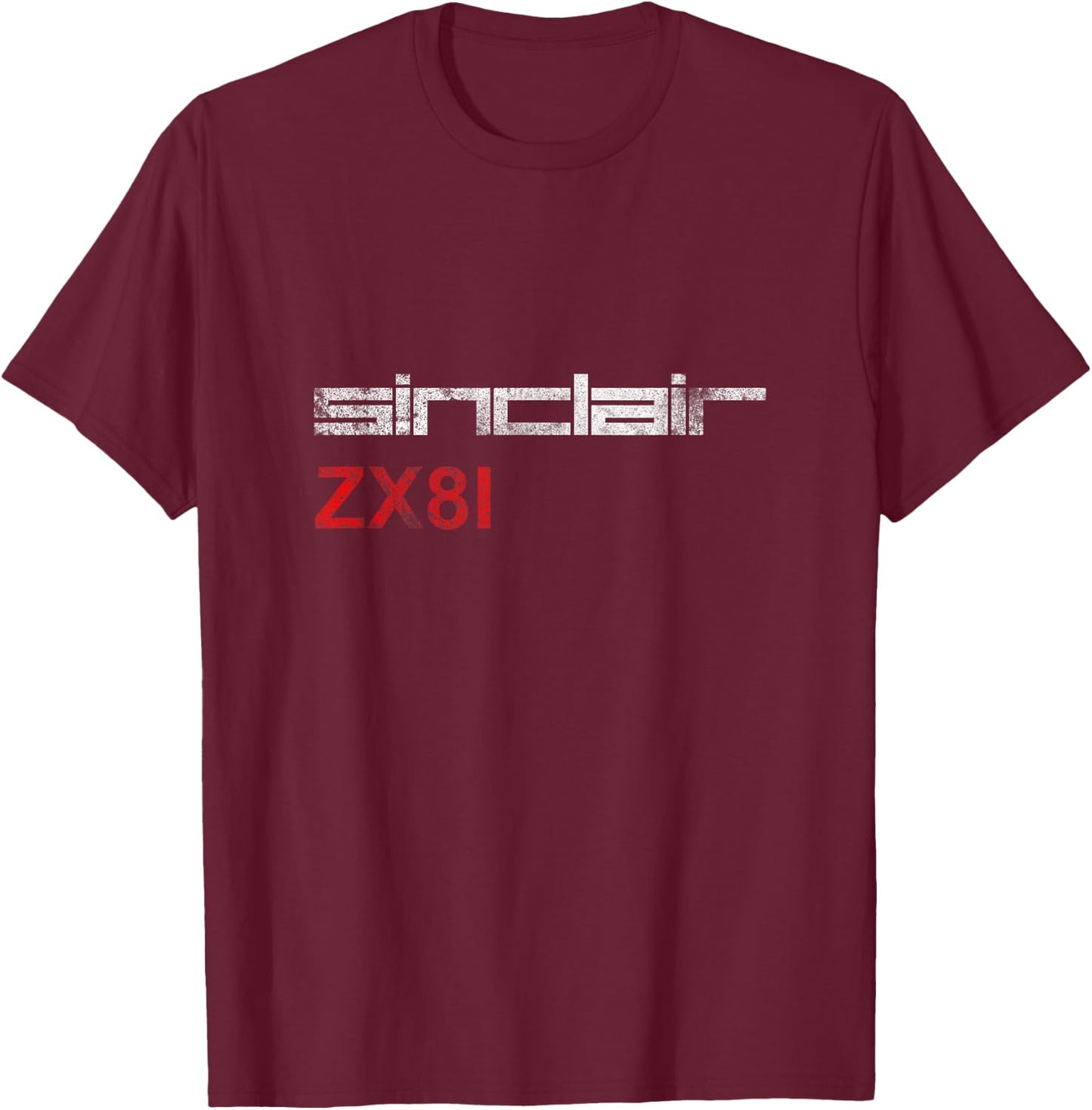 SINCLAIR ZX81 - GRUNGE Stonewashed Effect T-Shirt - T-Shirt | Maroon
