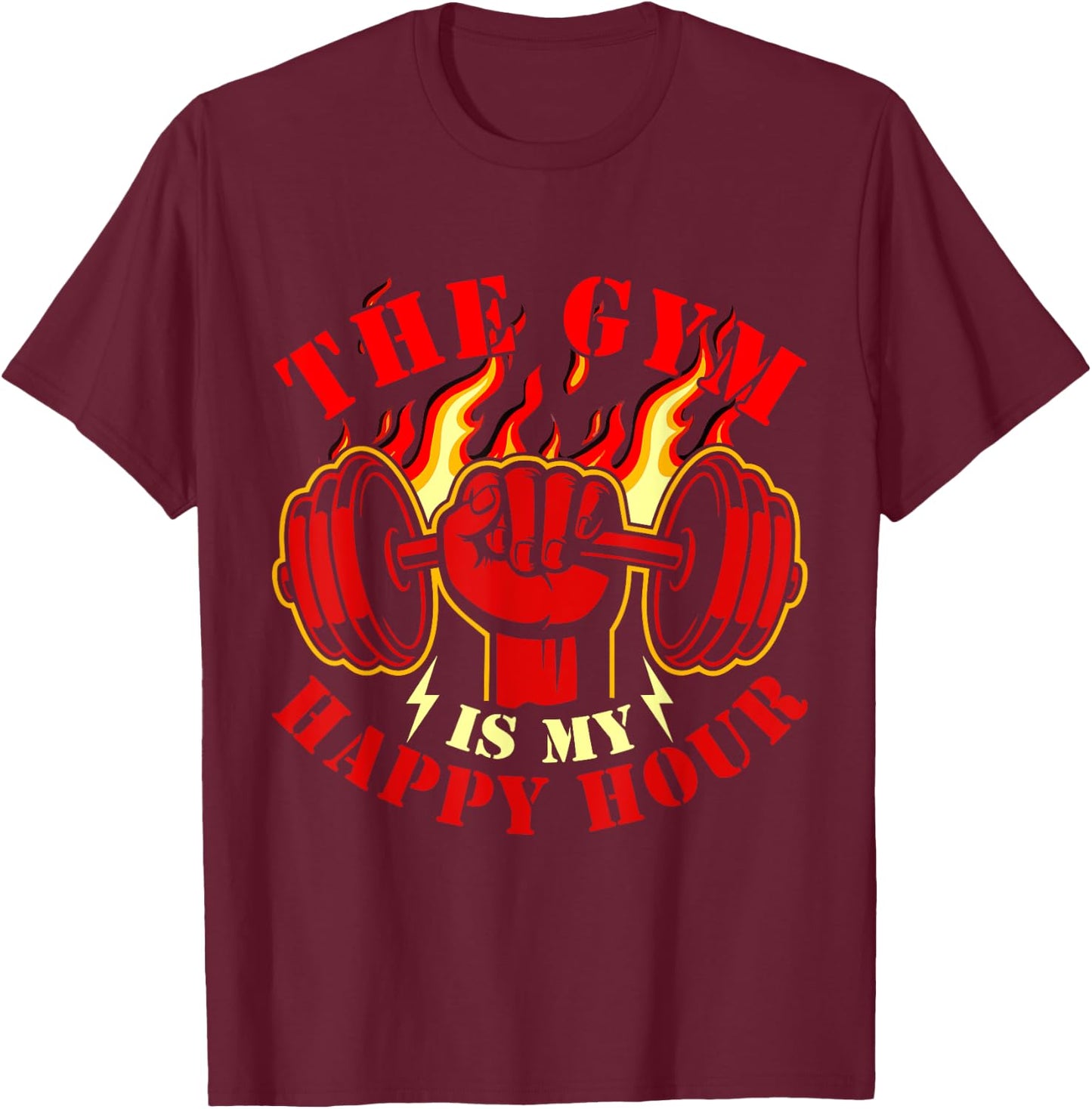 Fitness The Gym Is My Happy Hour Meme Vintage Funny Saying T-Shirt - T-Shirt | Maroon
