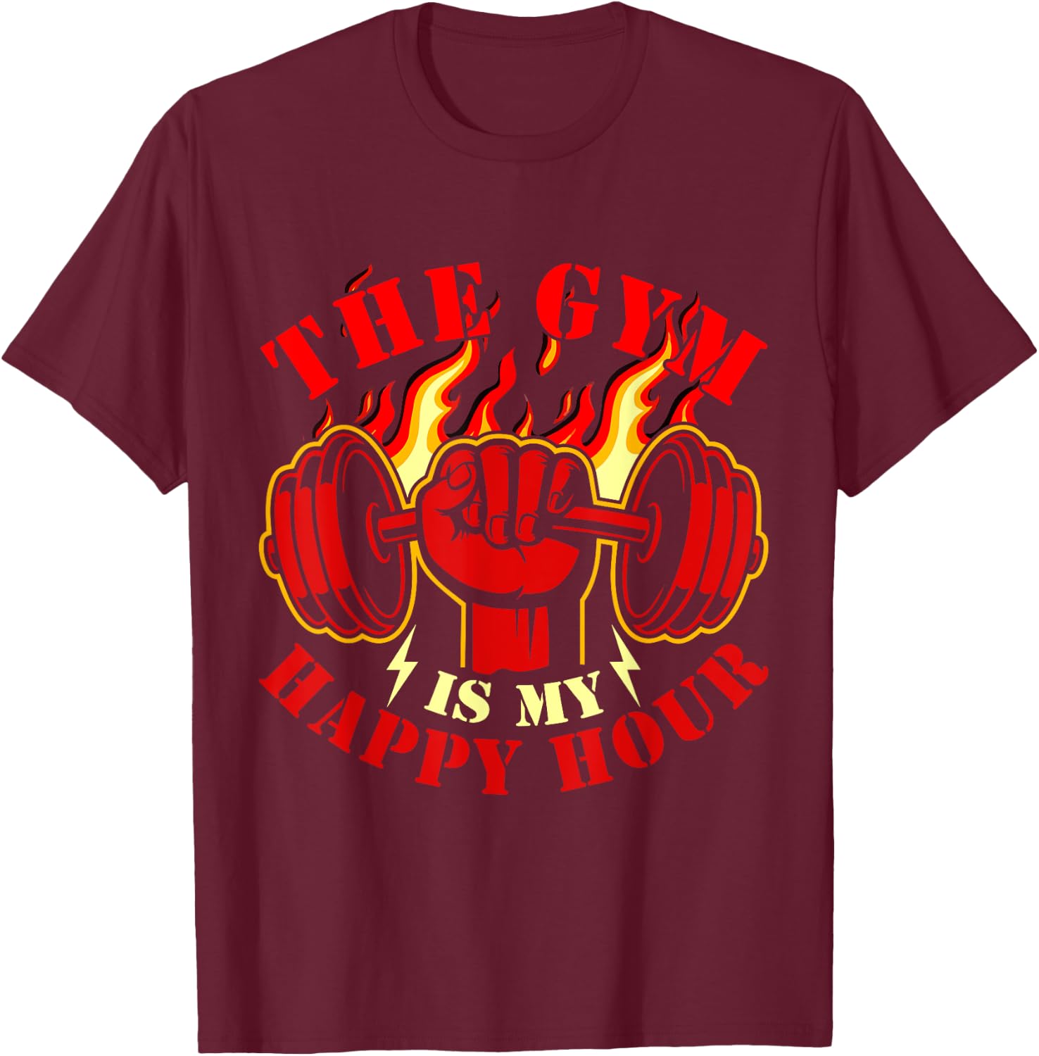 Fitness The Gym Is My Happy Hour Meme Vintage Funny Saying T-Shirt - T-Shirt | Maroon