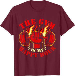Fitness The Gym Is My Happy Hour Meme Vintage Funny Saying T-Shirt - T-Shirt | Maroon