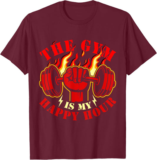 Fitness The Gym Is My Happy Hour Meme Vintage Funny Saying T-Shirt - T-Shirt | Maroon