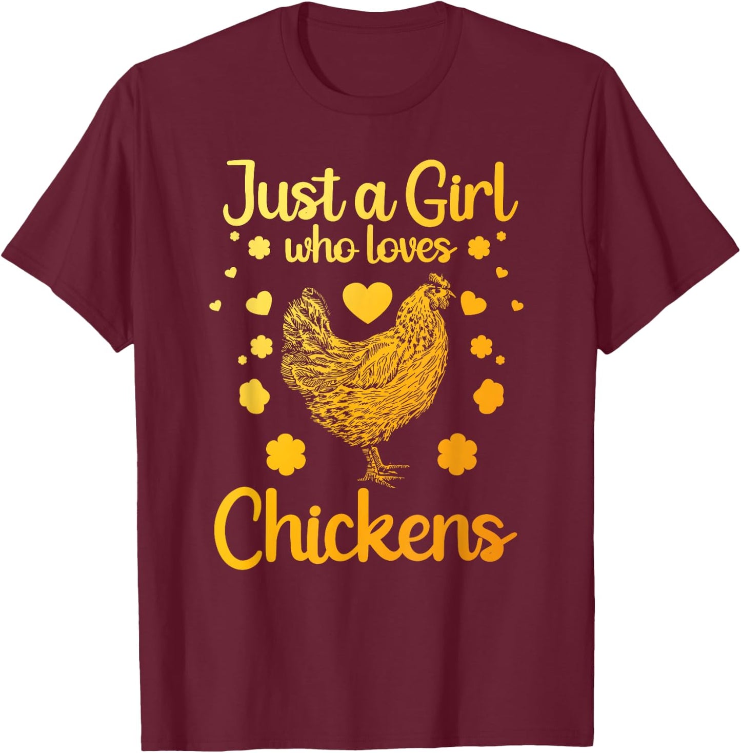 Funny Girl Chicken Design For Kids Women Mom Chicken Lover T-Shirt - T-Shirt | Maroon