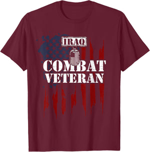 Iraq War: Iraq Combat Veteran - Veteran Sayings T-Shirt - T-Shirt | Maroon