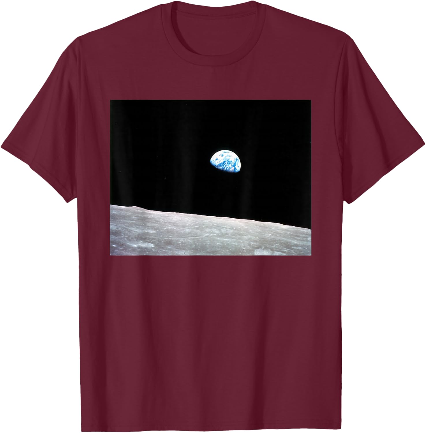 Earthrise - On The Moon Earth From Space T-Shirt - T-Shirt | Maroon