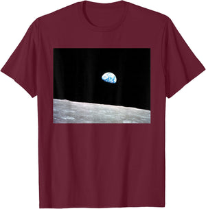 Earthrise - On The Moon Earth From Space T-Shirt - T-Shirt | Maroon