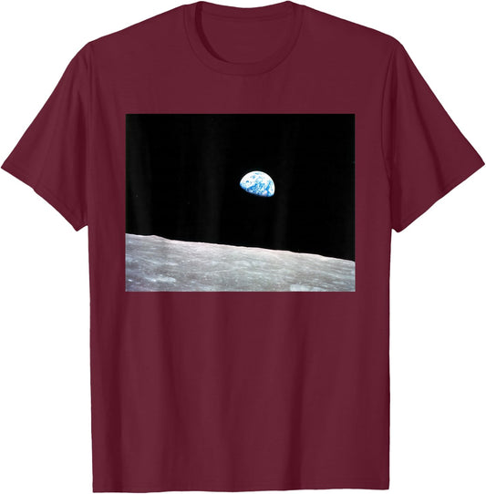 Earthrise - On The Moon Earth From Space T-Shirt - T-Shirt | Maroon