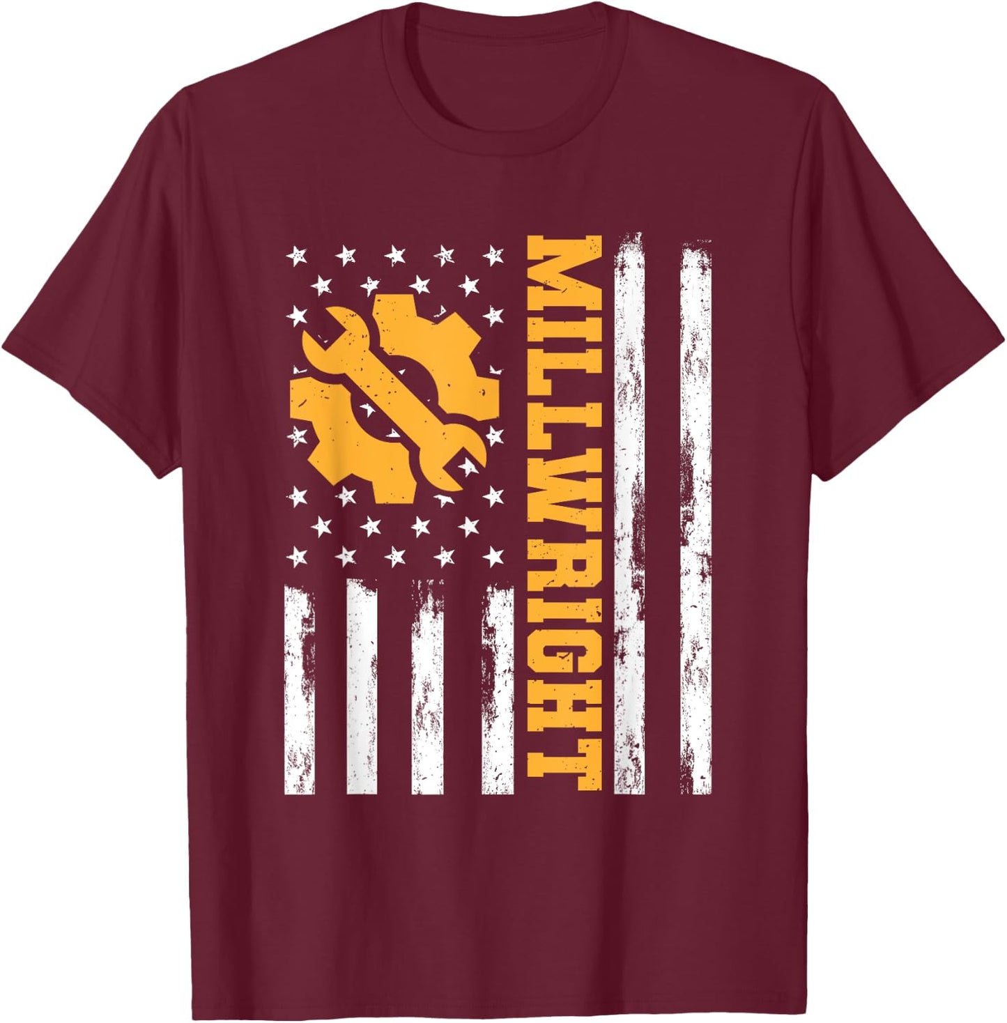 Milwright American Flag Funny USA Patriotic Mill Machinery Women Men T-Shirt - T-Shirt | Maroon