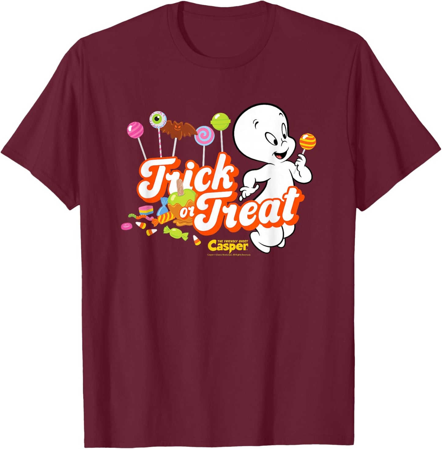 Casper the Friendly Ghost Halloween T-Shirt - T-Shirt | Maroon