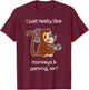 Funny Monkey Lover Gamer Shirt I Love Video Gaming Monkey T-Shirt - T-Shirt | Maroon
