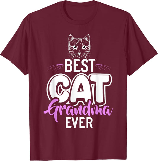 Best Cat Grandma Ever Cat Grandma T-Shirt - T-Shirt | Maroon