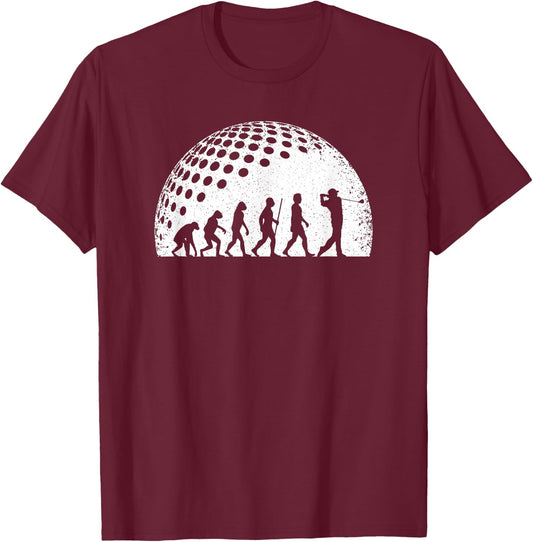 Funny Golf Evolution Golf Player Vintage Men Boys T-Shirt - T-Shirt | Maroon