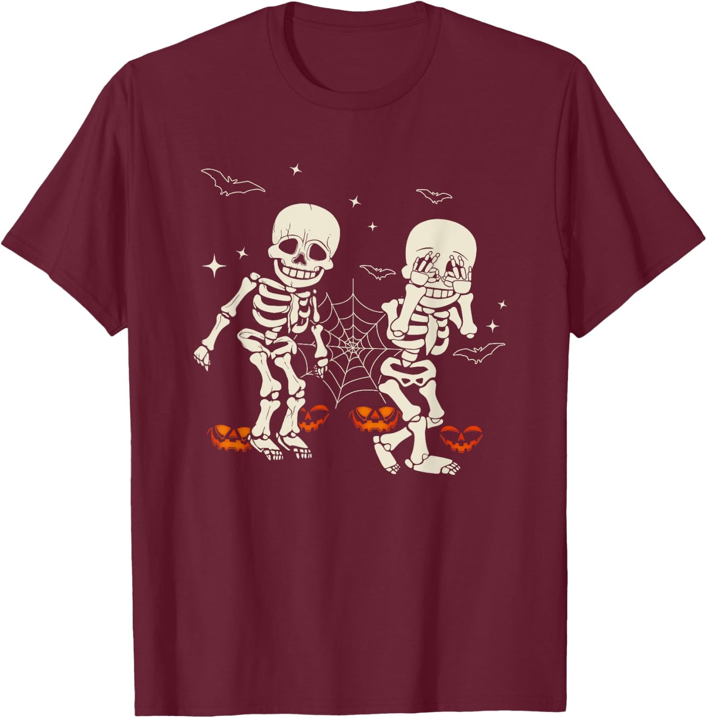 Funny Skeleton Kids Griddy-Dance Halloween Trick or Treat T-Shirt - T-Shirt | Maroon