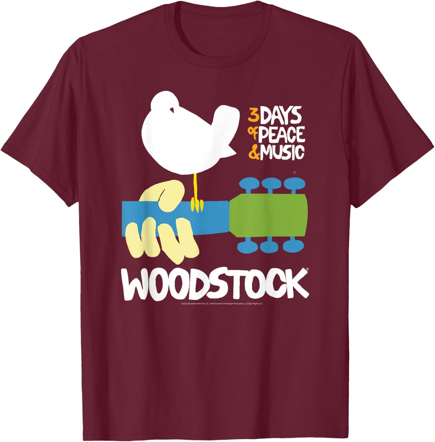 Woodstock - 3 Days Of Peace And Music Poster T-Shirt - T-Shirt | Maroon