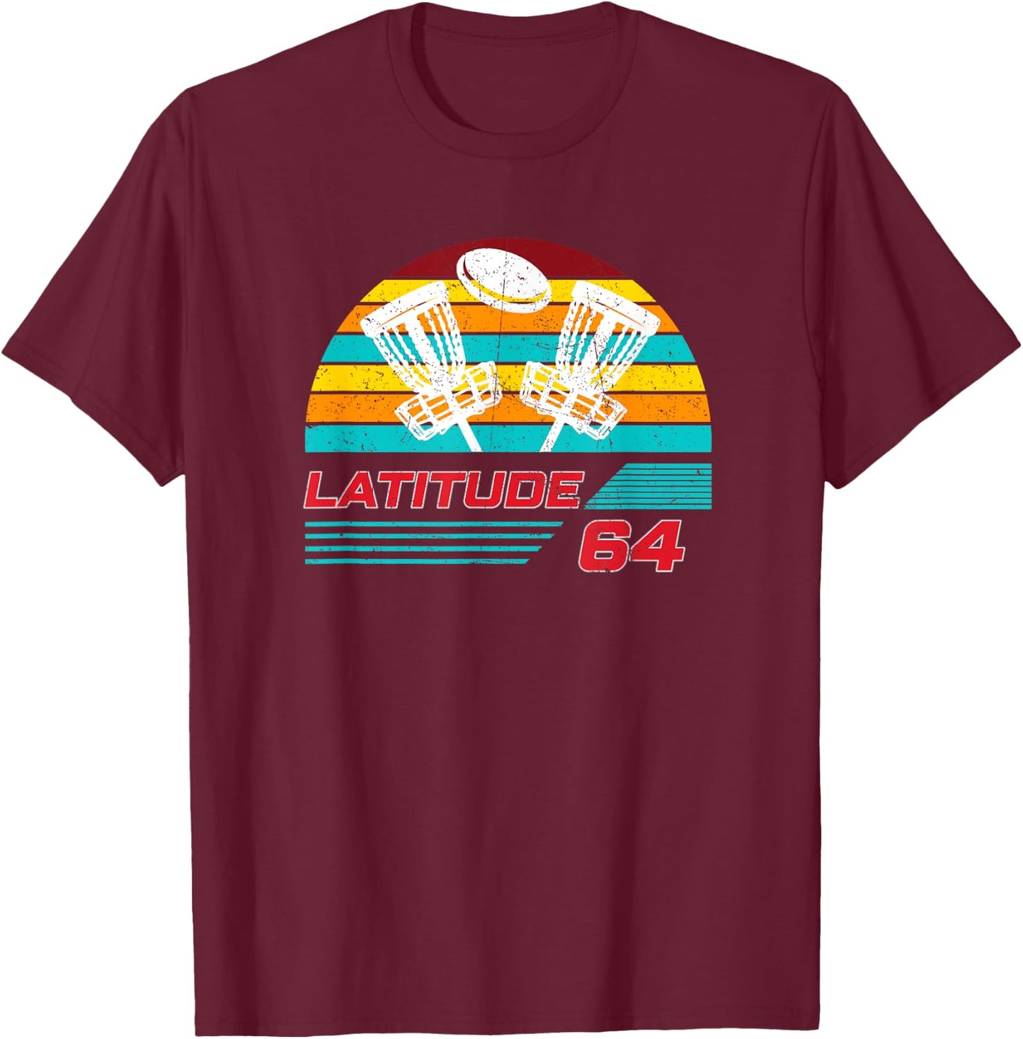Latitude 64 Disc Golf Retro Vintage Men Women T-Shirt - T-Shirt | Maroon