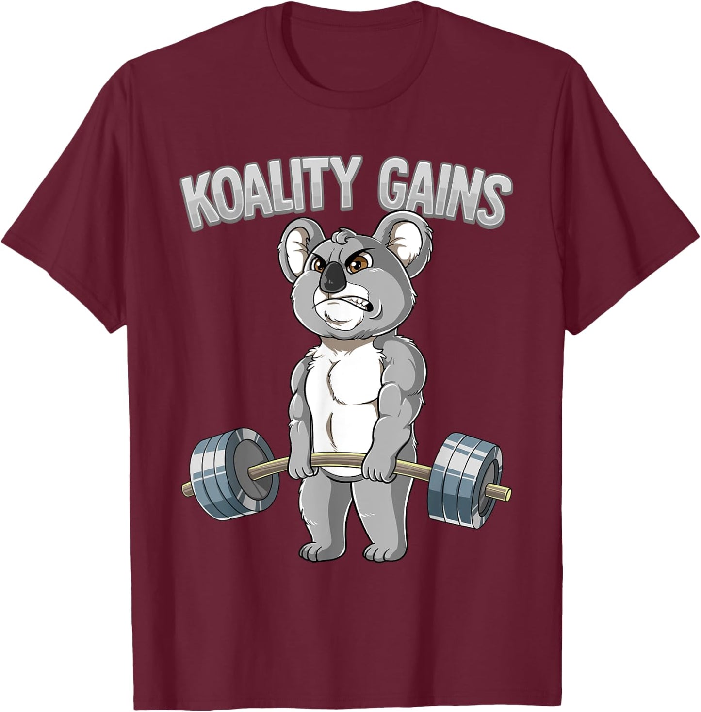 Koality Gains Koala Gym Bodybuilding T-Shirt - T-Shirt | Maroon