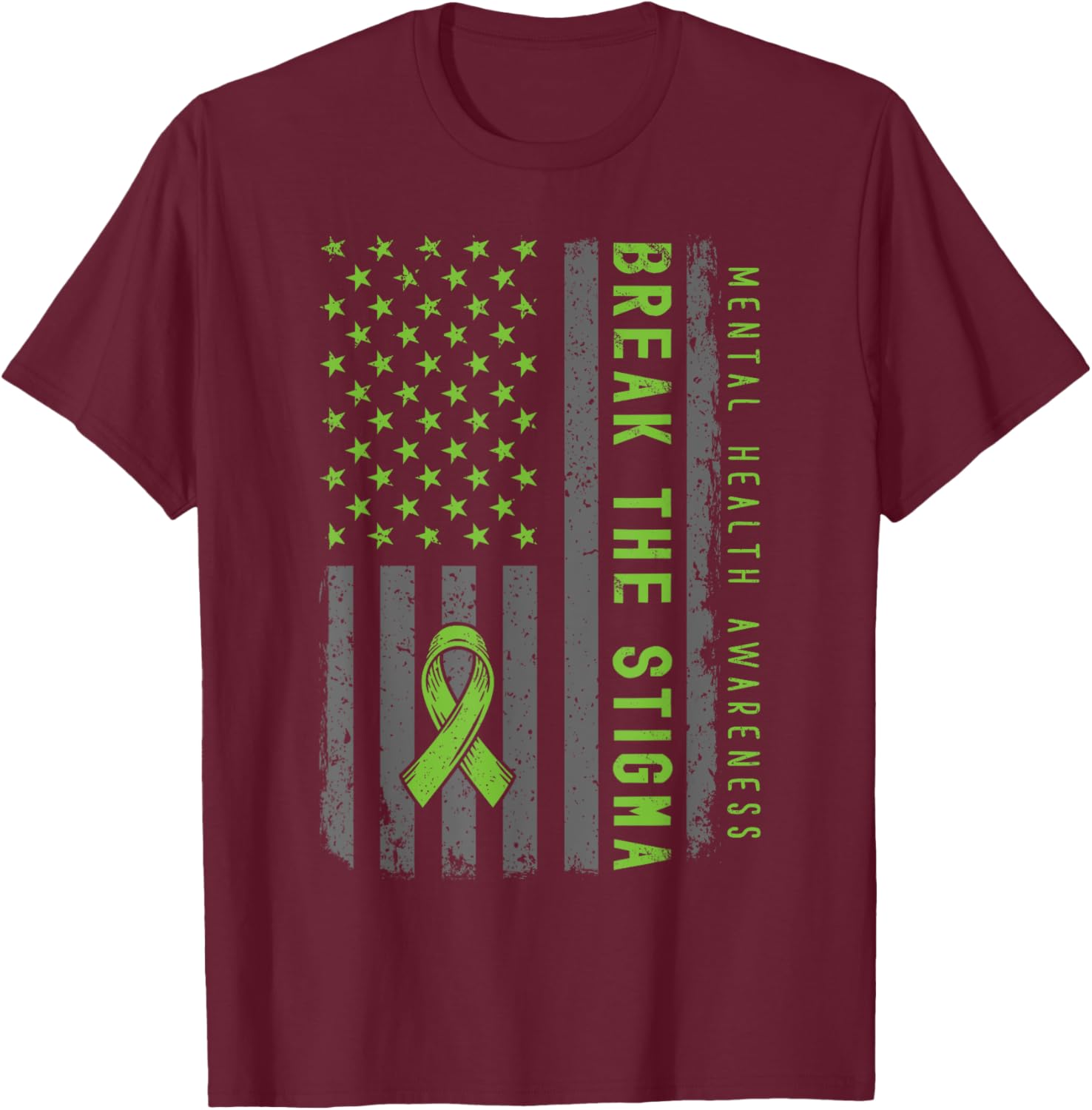 Mental Health Matters Fight Stigma Mental Health Awareness T-Shirt - T-Shirt | Maroon