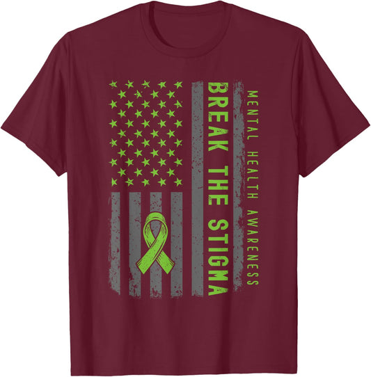 Mental Health Matters Fight Stigma Mental Health Awareness T-Shirt - T-Shirt | Maroon