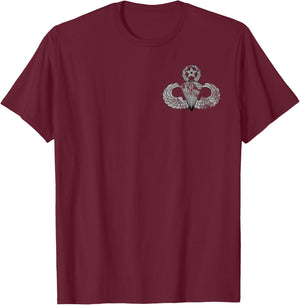 US Army Jumpmaster Badge - Airborne Wings Master Parachutist T-Shirt - T-Shirt | Maroon