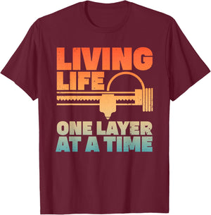 Funny 3D Printing Art Women 3D Printer Lovers Geeks T-Shirt - T-Shirt | Maroon