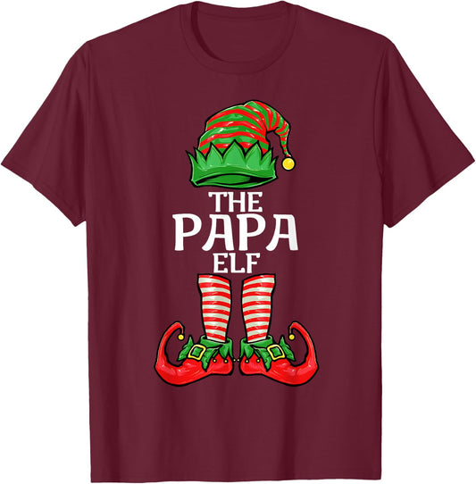 Papa Elf Father Christmas Family Matching Group T-Shirt - T-Shirt | Maroon