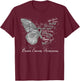 Brain Cancer Awareness Gray Ribbon Butterfly T-Shirt - T-Shirt | Maroon