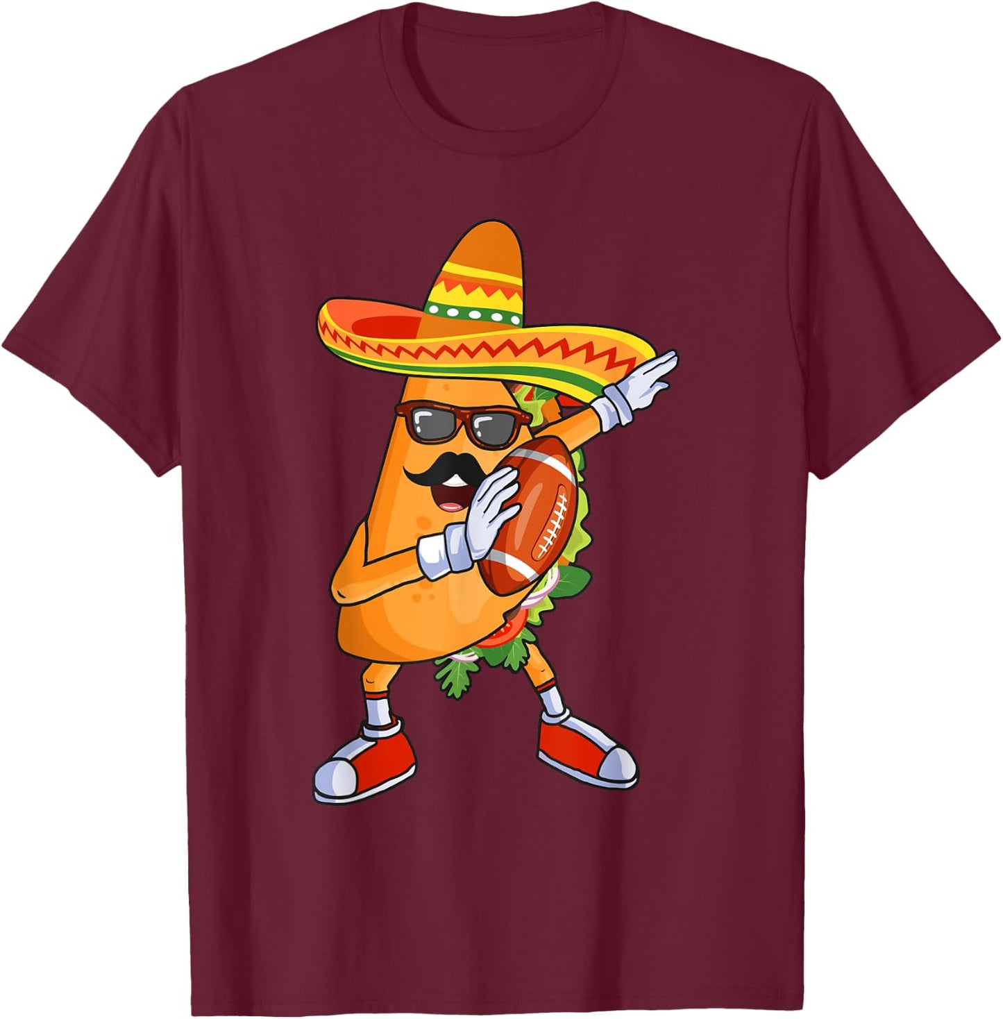 Football and Tacos Dabbing Cinco de Mayo for kids T-Shirt - T-Shirt | Maroon