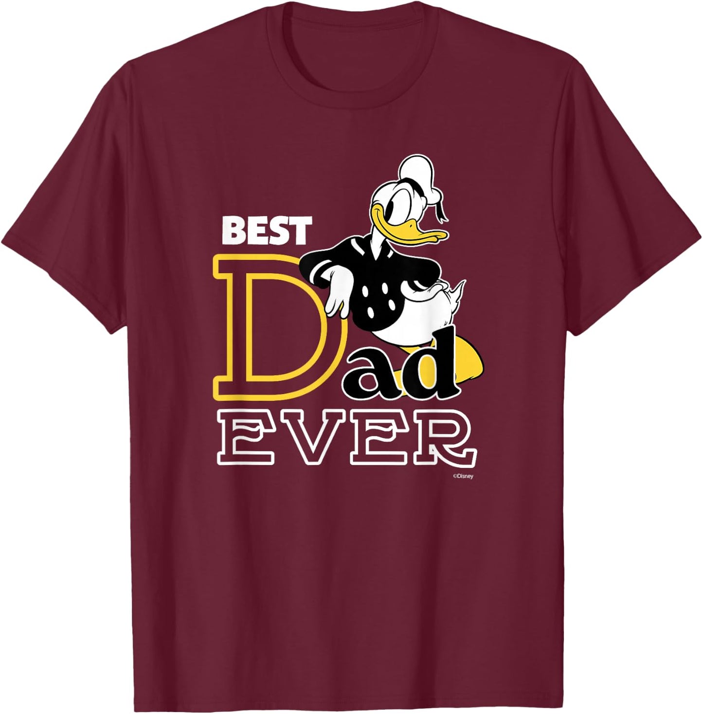 Disney Donald Duck Best Dad Ever Family Trip Father's Day T-Shirt - T-Shirt | Maroon