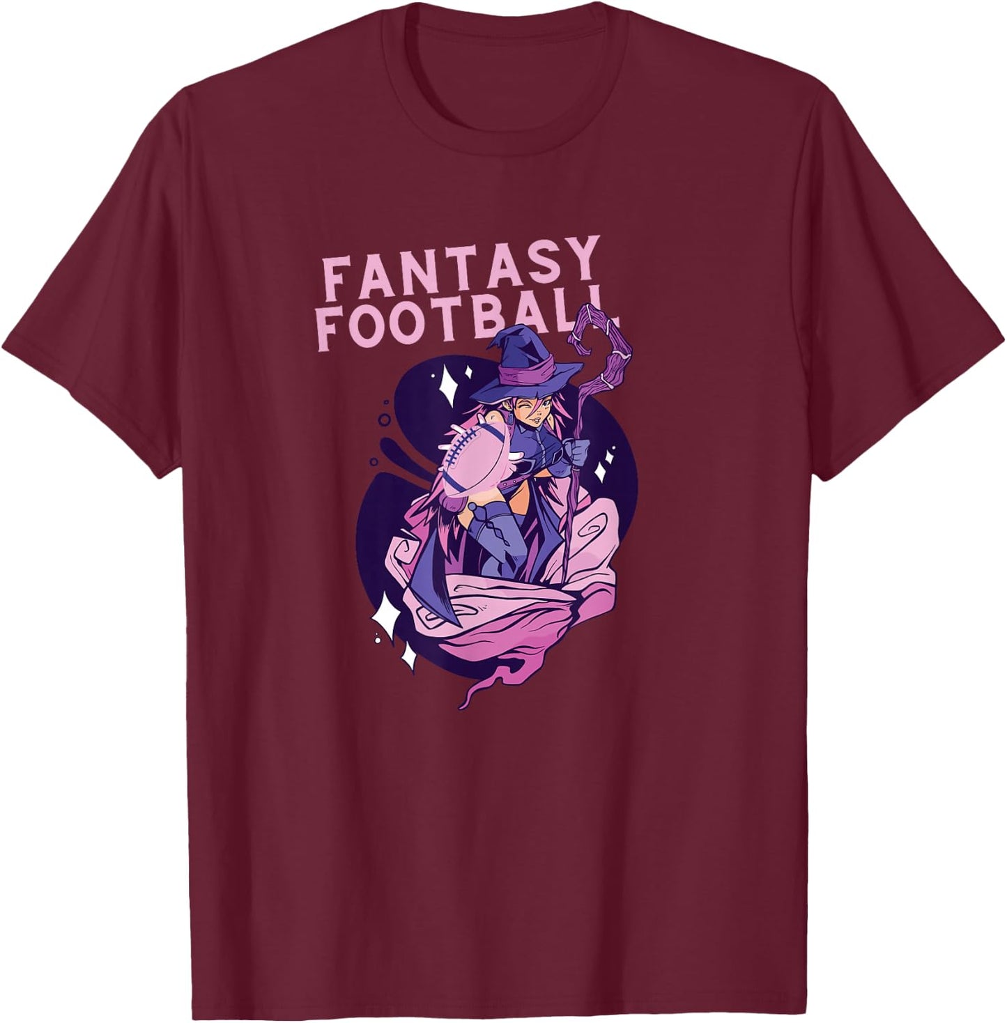 Fantasy Football Woman Wizard Magic Ironic Sports Design T-Shirt - T-Shirt | Maroon