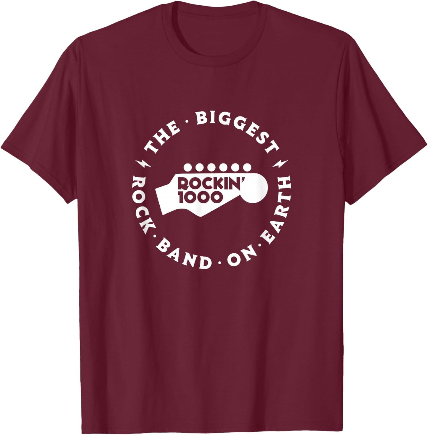 Rockin'1000 The Biggest Rock Band On Earth - circle version T-Shirt - T-Shirt | Maroon