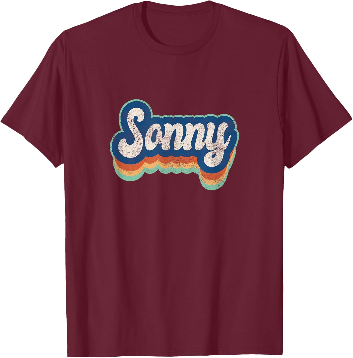 Sonny First Name Boy Vintage Style 70s 80s Personalized T-Shirt - T-Shirt | Maroon