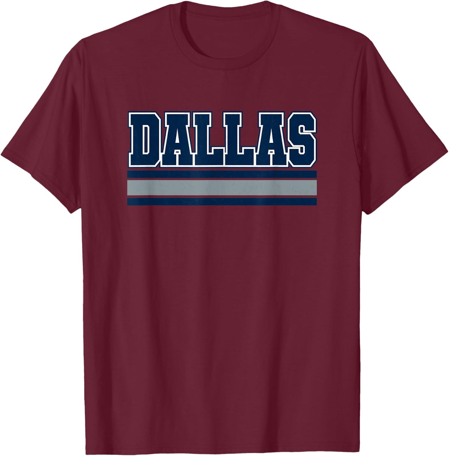 Dallas Blue & Light Grey Throwback Dallas TX Tailgate Party T-Shirt - T-Shirt | Maroon