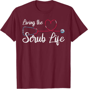 Ich lebe das Krankenschwester Leben Stethoscope Nursing T-Shirt - T-Shirt | Maroon