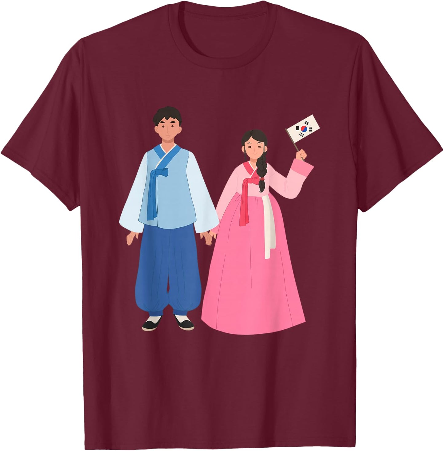 Korean K-Drama Hanbok man woman Chusok T-Shirt - T-Shirt | Maroon