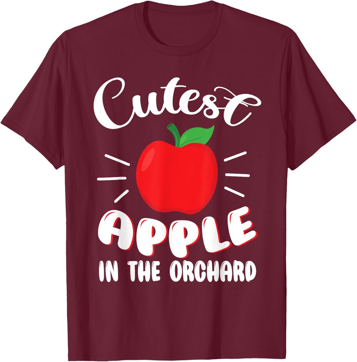 Funny Cutest Apple In The Orchard Apple Picking Kids T-Shirt - T-Shirt | Maroon