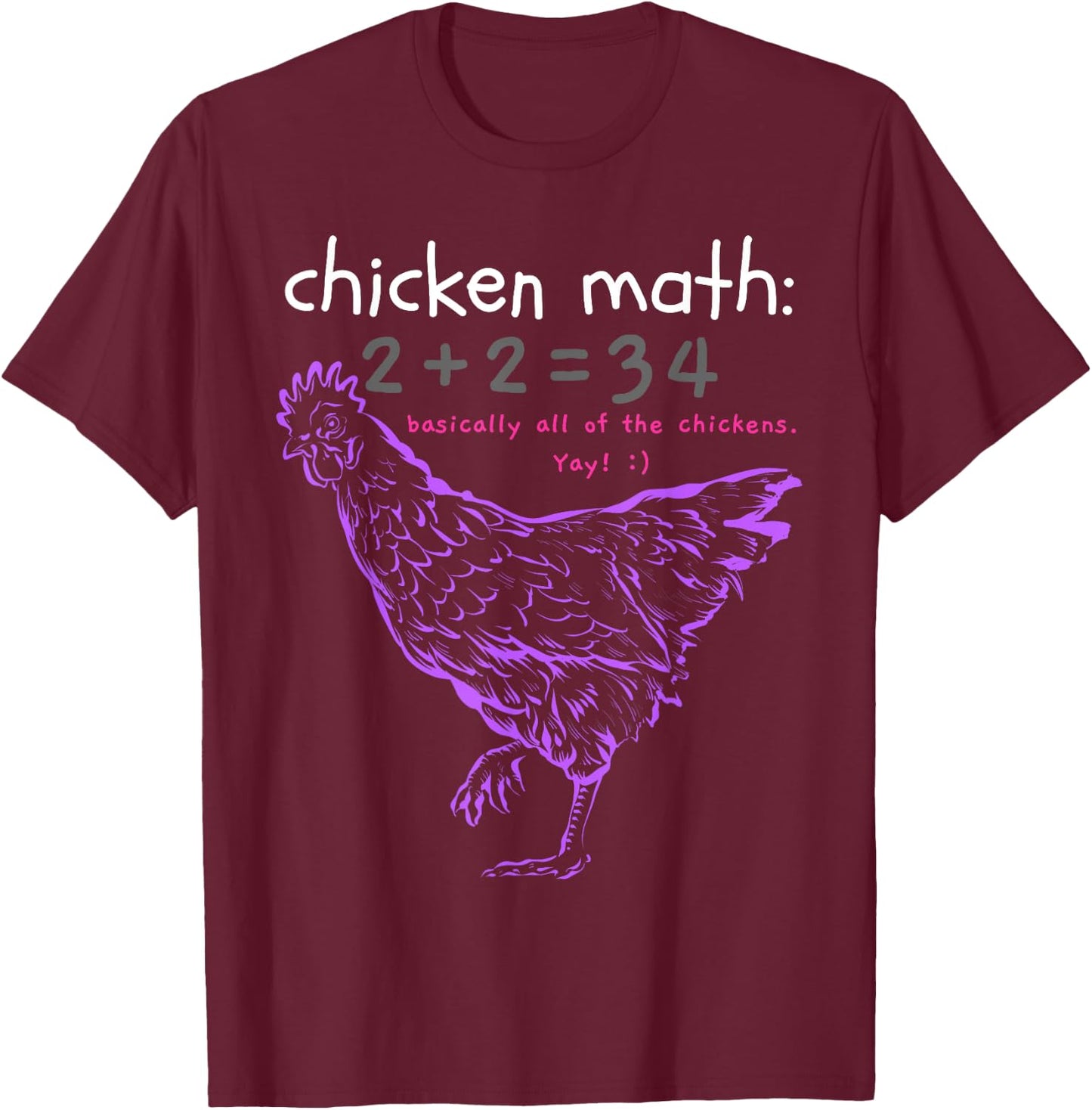 Funny Chicken Math T-Shirt - T-Shirt | Maroon