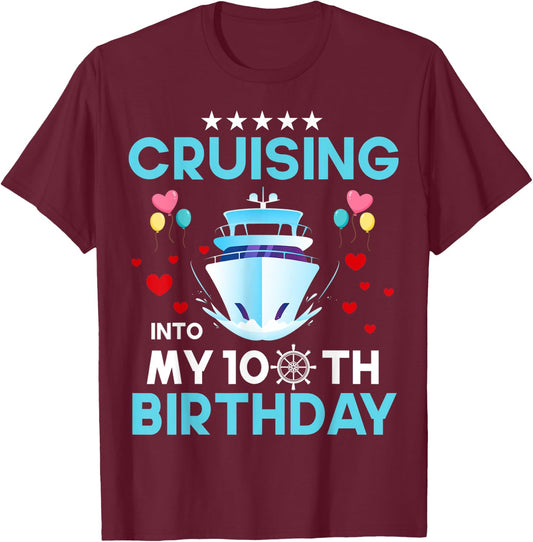 Cruising Into My 100 Year Old Cruise Birthday 100th B-Day T-Shirt - T-Shirt | Maroon