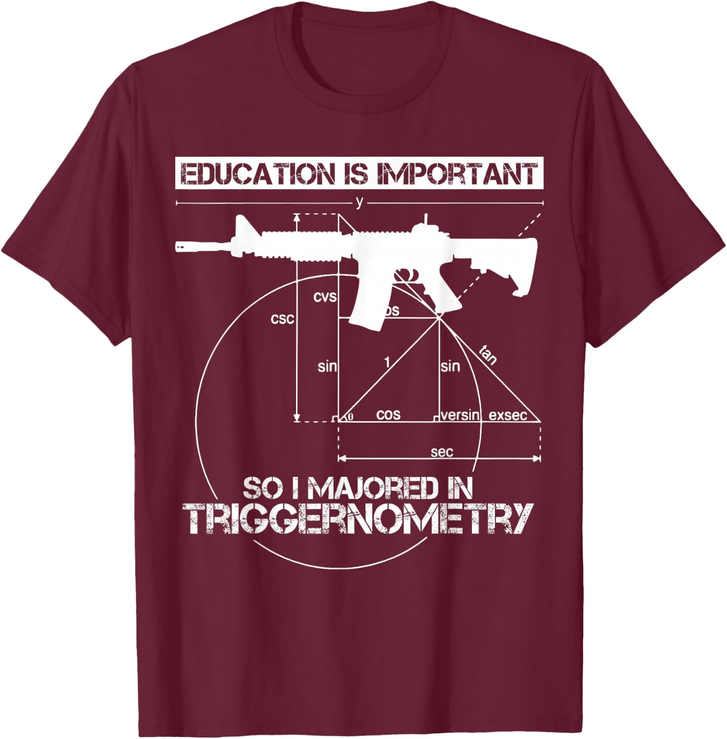 Education Is Important So I Majored In Triggernometry T-Shirt - T-Shirt | Maroon