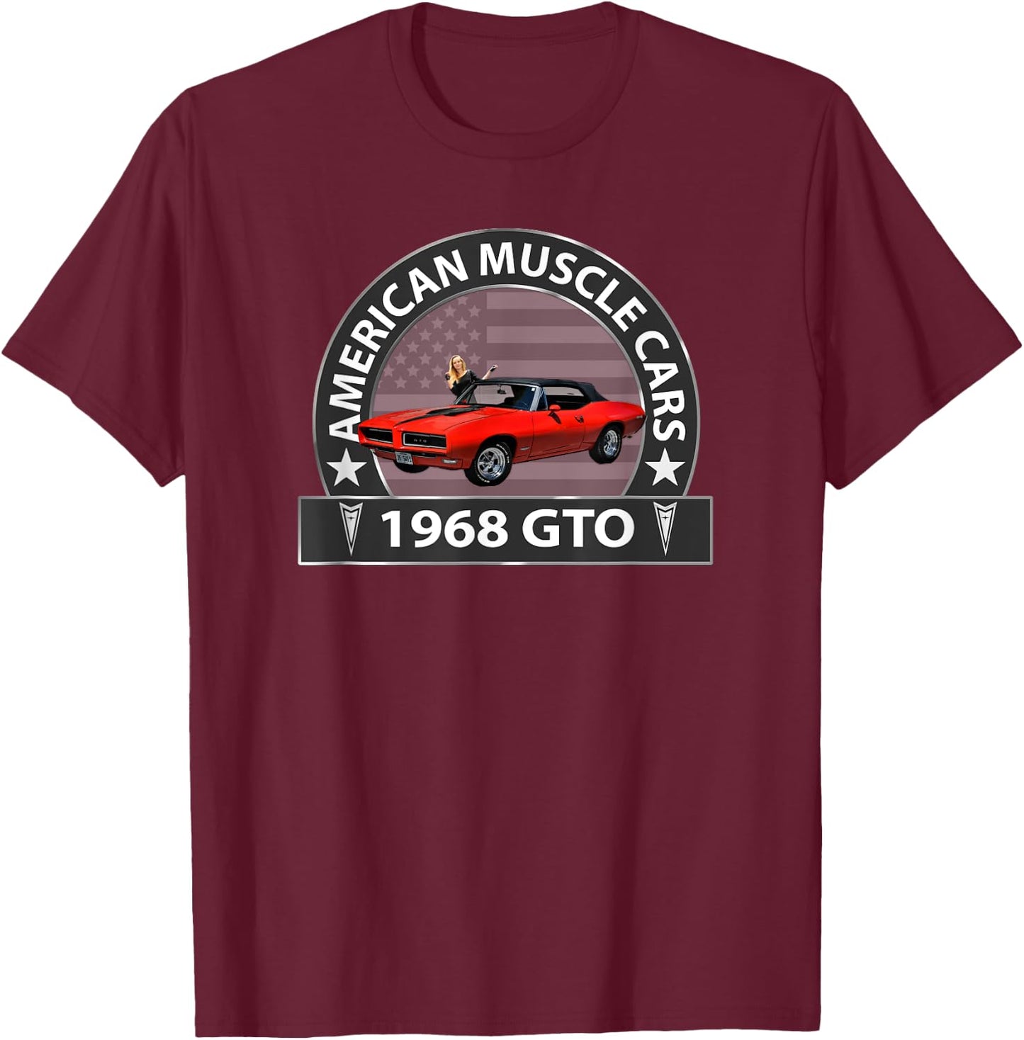 Muscle Cars,1968 Gto, Vintage Cars, Classic Cars, 1960's T-Shirt - T-Shirt | Maroon